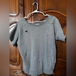 Express distressed short sleeve sweatshirt